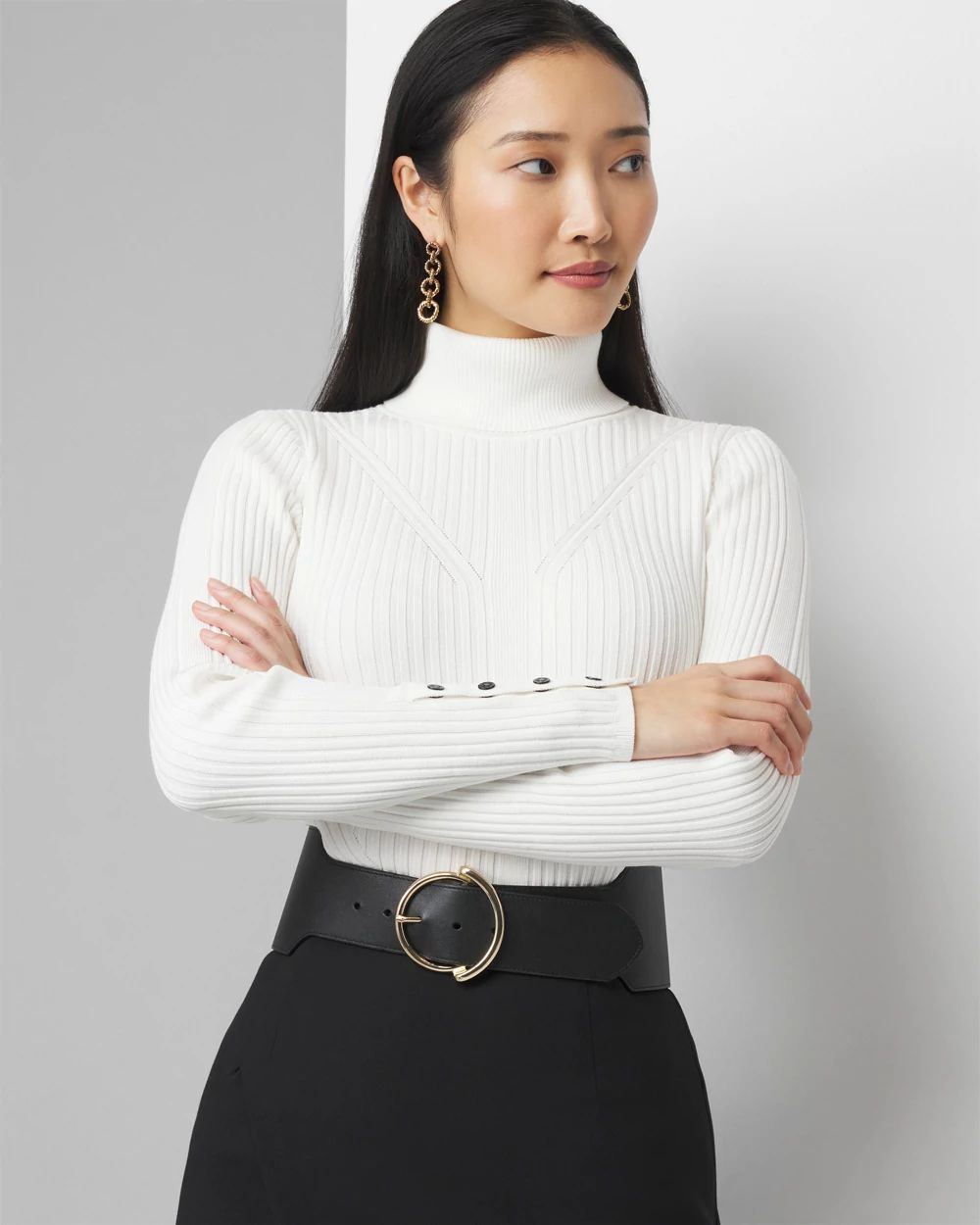 Ribbed Turtleneck Sweater White House Black Market